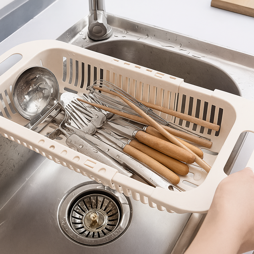 Picture of Foldable Telescopic Sink Drain Basket – Multi-Functional Kitchen Veg & Fruit Washing Rack