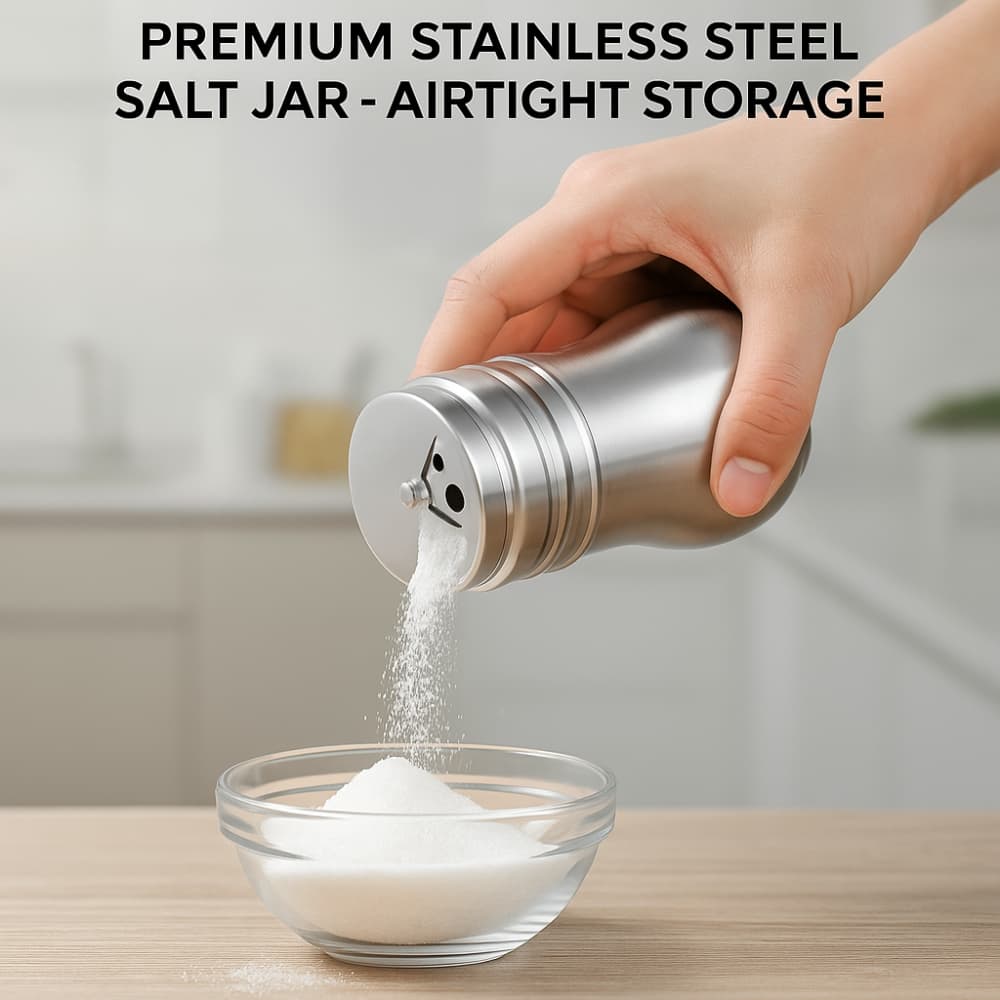 Picture of Premium Stainless Steel Salt Jar – Airtight Storage