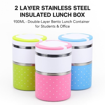 Picture of 2 Layer Stainless Steel Insulated Lunch Box 930ML – Double-Layer Bento Lunch Container for Students & Office