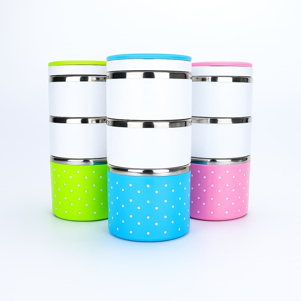 Picture of 3 Layer Stainless Steel Insulated Lunch Box 1230ML – Double-Layer Bento Lunch Container for Students & Office