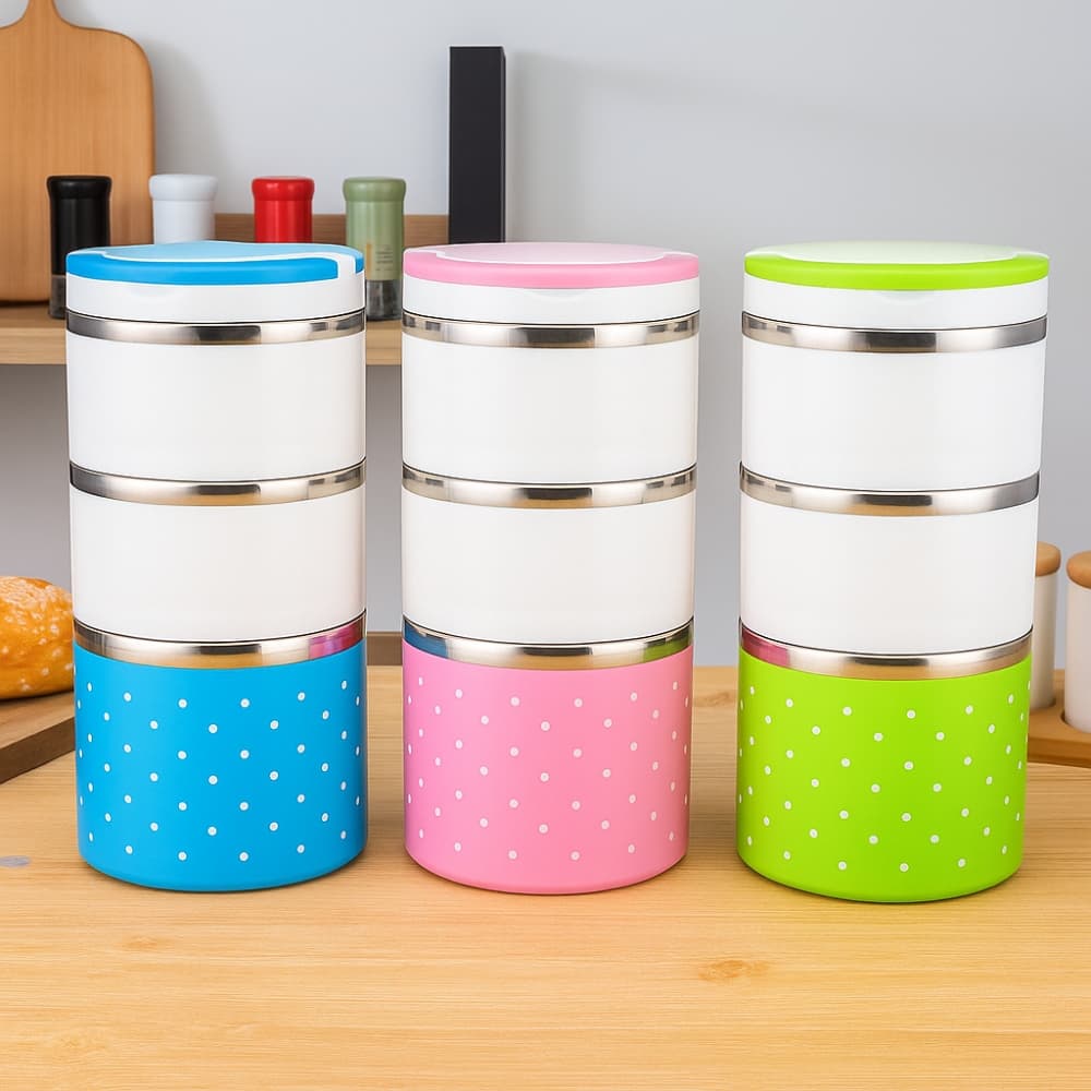 Picture of 3 Layer Stainless Steel Insulated Lunch Box 1230ML – Double-Layer Bento Lunch Container for Students & Office