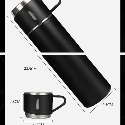 Picture of 500ML Stainless Steel Thermo Vacuum Flask Gift Set | Office & Outdoor Thermal Bottle with Cup