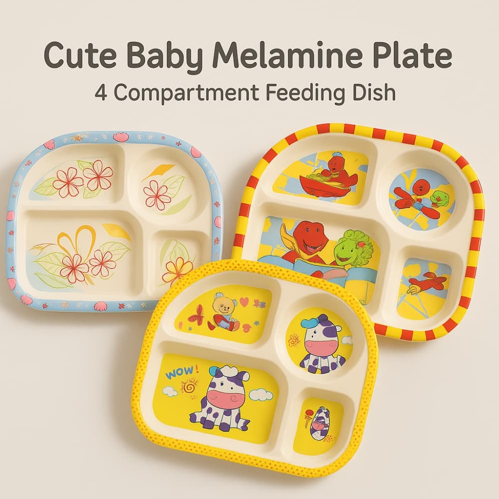 Picture of Cute Baby Melamine Plate 4 Compartment Feeding Dish 1pcs