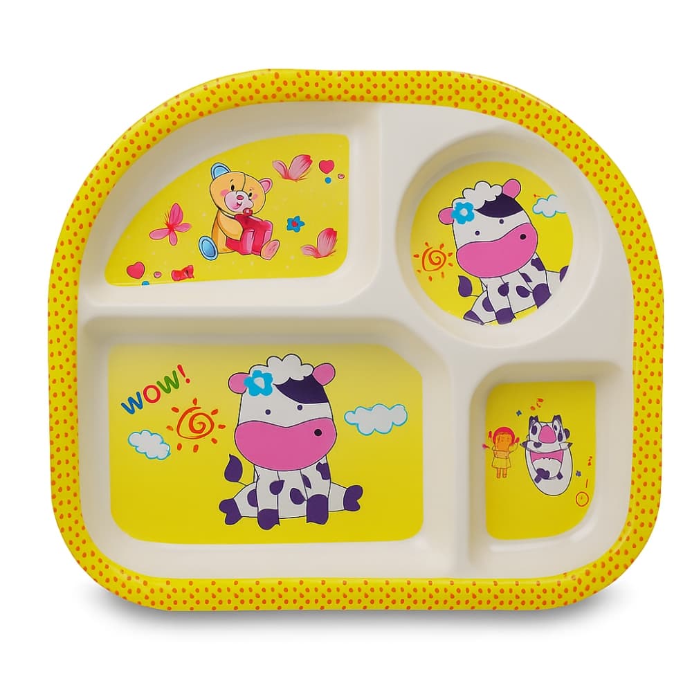 Picture of Cute Baby Melamine Plate 4 Compartment Feeding Dish 1pcs