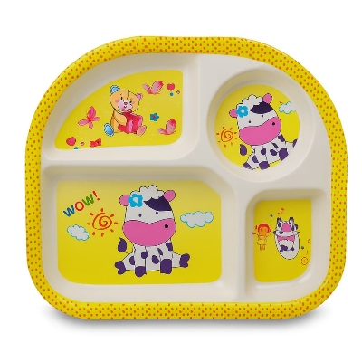 Picture of Cute Baby Melamine Plate 4 Compartment Feeding Dish 1pcs