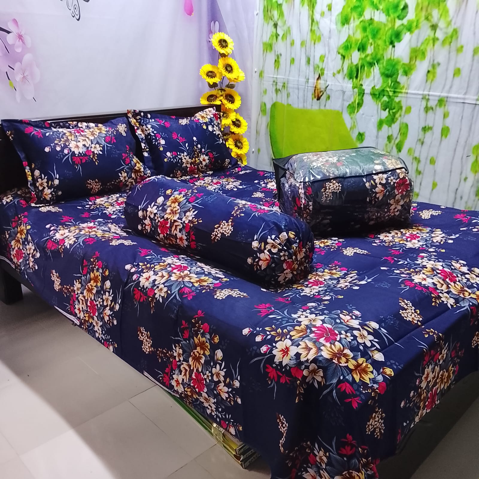 Picture of 5 In 1 Combo Twill Cotton  Comforter Set ( King Size).   CFS-277