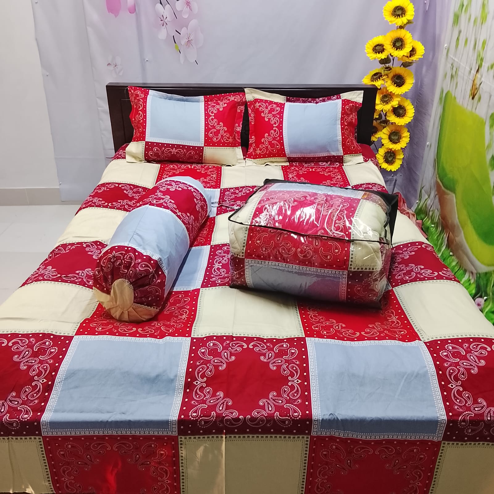 Picture of 5 In 1 Combo Twill Cotton  Comforter Set ( King Size).   CFS-278