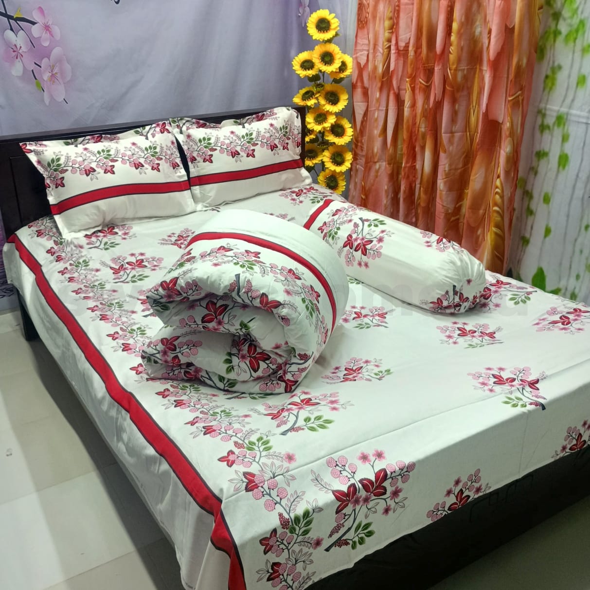 Picture of 5 In 1 Combo Twill Cotton  Comforter Set ( King Size).   CFS-291