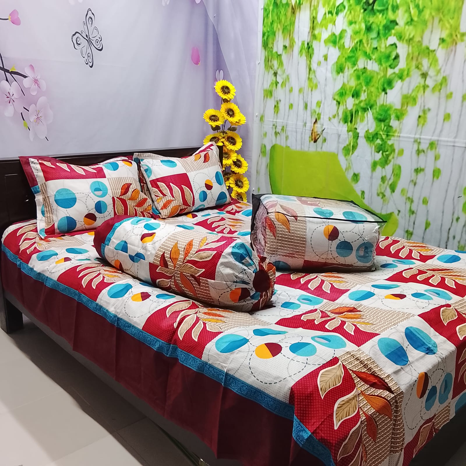 Picture of 5 In 1 Combo Twill Cotton  Comforter Set ( King Size).   CFS-315