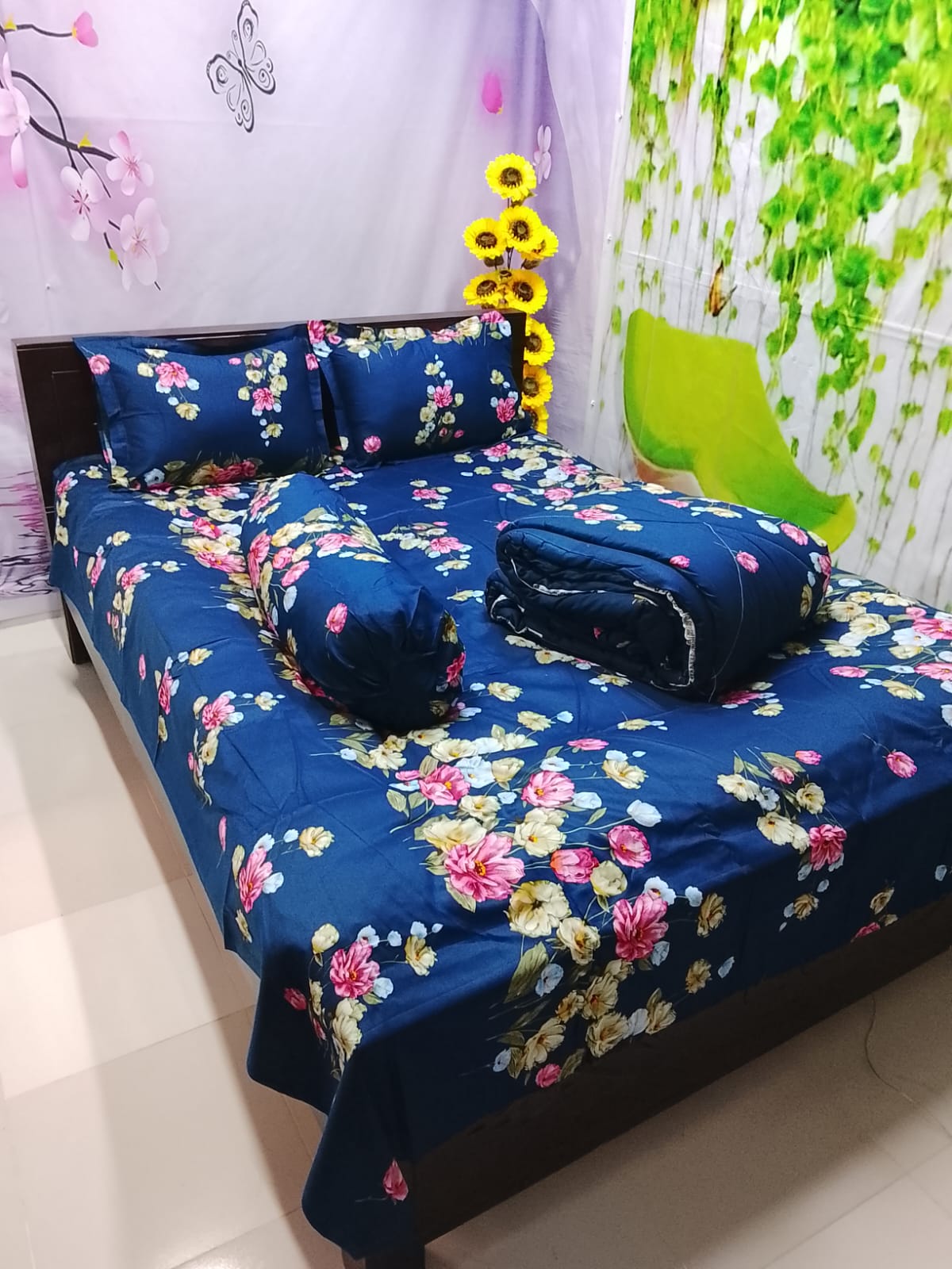 Picture of 5 In 1 Combo Twill Cotton  Comforter Set ( King Size).   CFS-319