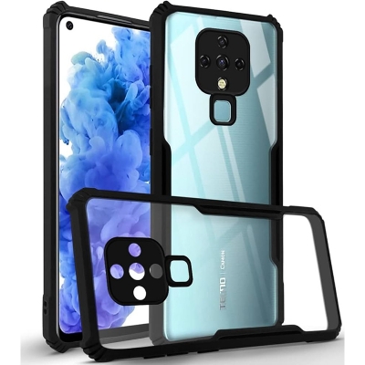 Picture of Tecno Camon 16 Transparent Black Shockproof Camera Protective Premium Quality Back Cover