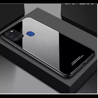 Picture of Samsung Galaxy A21s Glass Case Phone Back Cover - Black - Camera