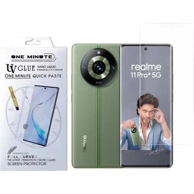 Picture of Realme 11 Pro 5G (A+ GRADE) Premium UV Tempered Glass Screen Protector Curved with Liquid Glue and UV Light -Transparent Clear