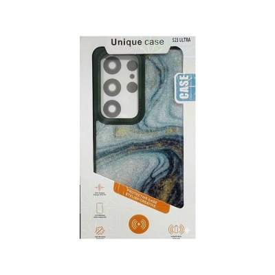 Picture of For Samsung Galaxy S23 Ultra Luxury Plating Paint Leather Plaid Case