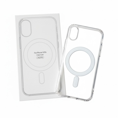 Picture of Transparent Magnetic Phone Case with Box for Magsafe Wireless Charging iPhone x/xs to xs max Mobile -Black Cases