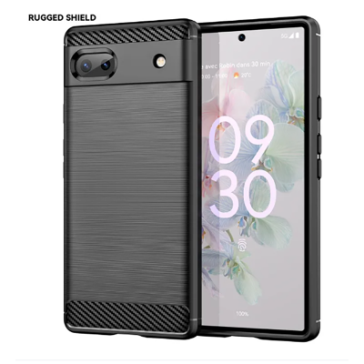 Picture of GOOGLE PIXEL 6A LUXURY BRUSHED SHOCKPROOF FLEXIBLE SILICONE TPU BACK CASE CARBON FIBER