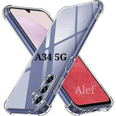 Picture of Samsung Galaxy A34 5G Soft TPU Clear Transparent Shockproof Airbag Back Cover Case