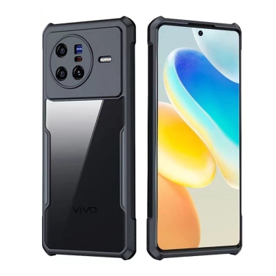 Picture of For Vivo X80 Cover Military Grade Black Bumper Case Airbags Shockproof Protective Transparent Back Cover - Phone