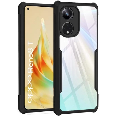 Picture of for OPPO Reno8T 5G (Transparent, Black, Camera Bump Protector) Back Cover