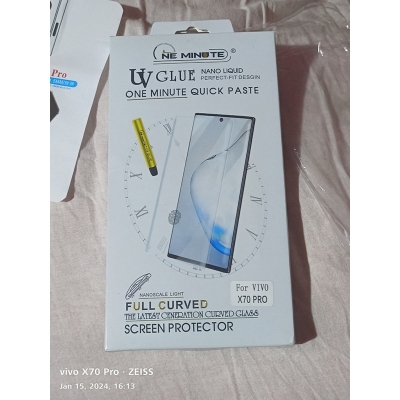 Picture of For vivo X70 Pro One Minute UV Glass Light Adhesive Full Glue Curved Glass Screen Protector Transparent