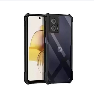 Picture of For Motorola Moto G13 G23 Clear Back Hard Covers Shockproof Soft Black Rubber Frame Camera Protection Transparent Mobile Phone Cases