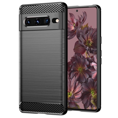 Picture of Google Pixel 7 Luxury Soft Silicone Back Case Rugged Carbon Fiber Armor Back Case Cover