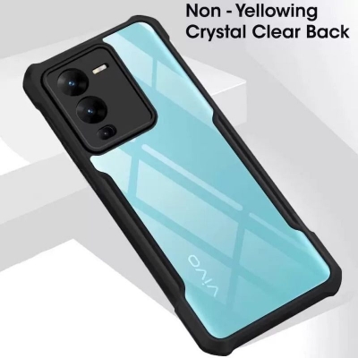 Picture of for vivo V25 Pro 5G (Transparent, Black) Back Cover
