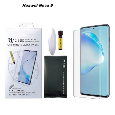 Picture of For Huawei Nova 9 (A+ GRADE) Premium UV Tempered Glass Screen Protector Curved with Liquid Glue and UV Light -Transparent Clear
