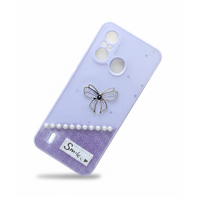 Picture of Ladies Special Fashion Back Cover for "Itel A58/A49" Designed with Glitter and Colorful Diamond Cut Rhinestone