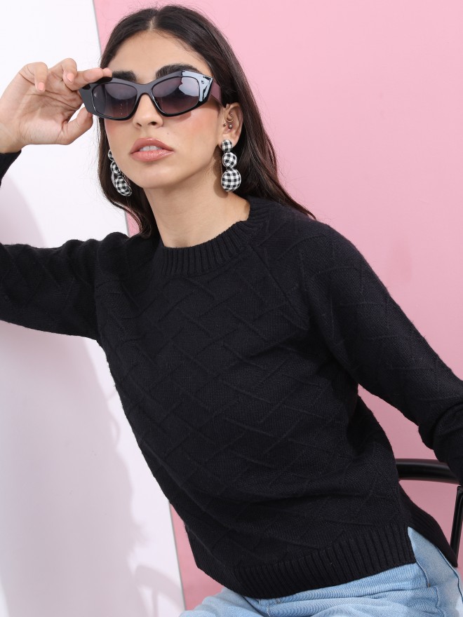 Picture of Pantoneclo Premium Quality Ladies Multicolor Crew Neck Cable Design Sweater / Cardigan