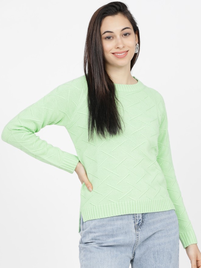 Picture of Pantoneclo Premium Quality Women's Multicolor Crew Neck Cable Design Sweater
