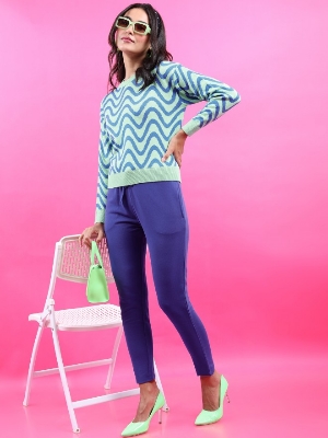 Picture of Pantoneclo Premium Women's / Girl's Round Neck Reversible Wavy Design Sweater / Cardigan / Pullover