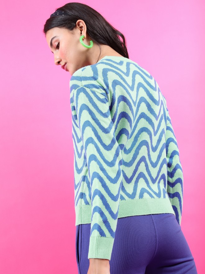 Picture of Pantoneclo Premium Women's / Girl's Round Neck Reversible Wavy Design Sweater / Cardigan / Pullover