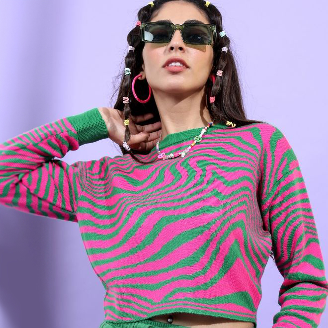 Picture of Pantoneclo Premium Women's / Girl's Round Neck Print Jacquard Sweater / Cardigan / Pullover