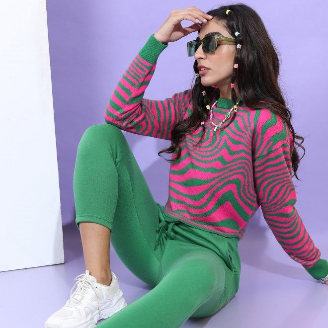 Picture of Pantoneclo Premium Women's / Girl's Round Neck Print Jacquard Sweater / Cardigan / Pullover