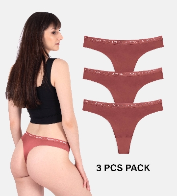 Picture of Leafletic Premium Ladies Mid-Rise Brazilian Brief Underwear - 3 Piece Combo (Red Ochar)