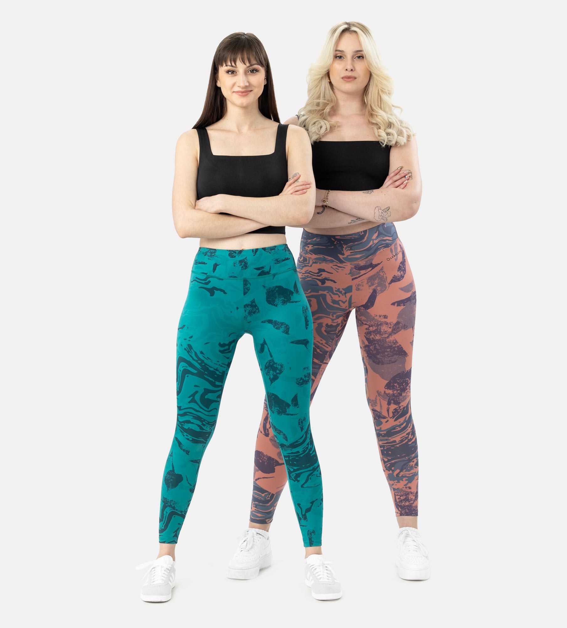 Picture of Leafletic Premium Stretch High Waisted Soft Skin Nylon Printed Legging - 2 Piece Combo