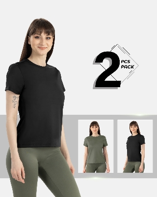 Picture of Leafletic Premium Ladies Second Skin Super Soft Stretch Nylon T-Shirt - 2 Pieces Combo