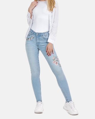 Picture of Leafletic Ladies Signature Denim Pants – Premium Embroidered Design