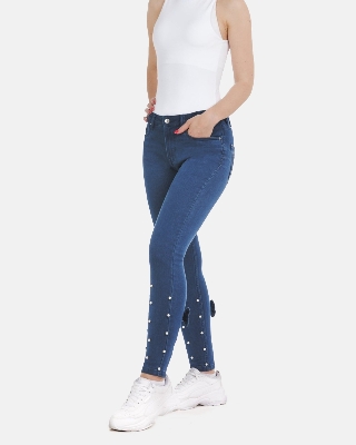 Picture of Leafletic Ladies' Signature Denim Pants – Premium Embroidered Design