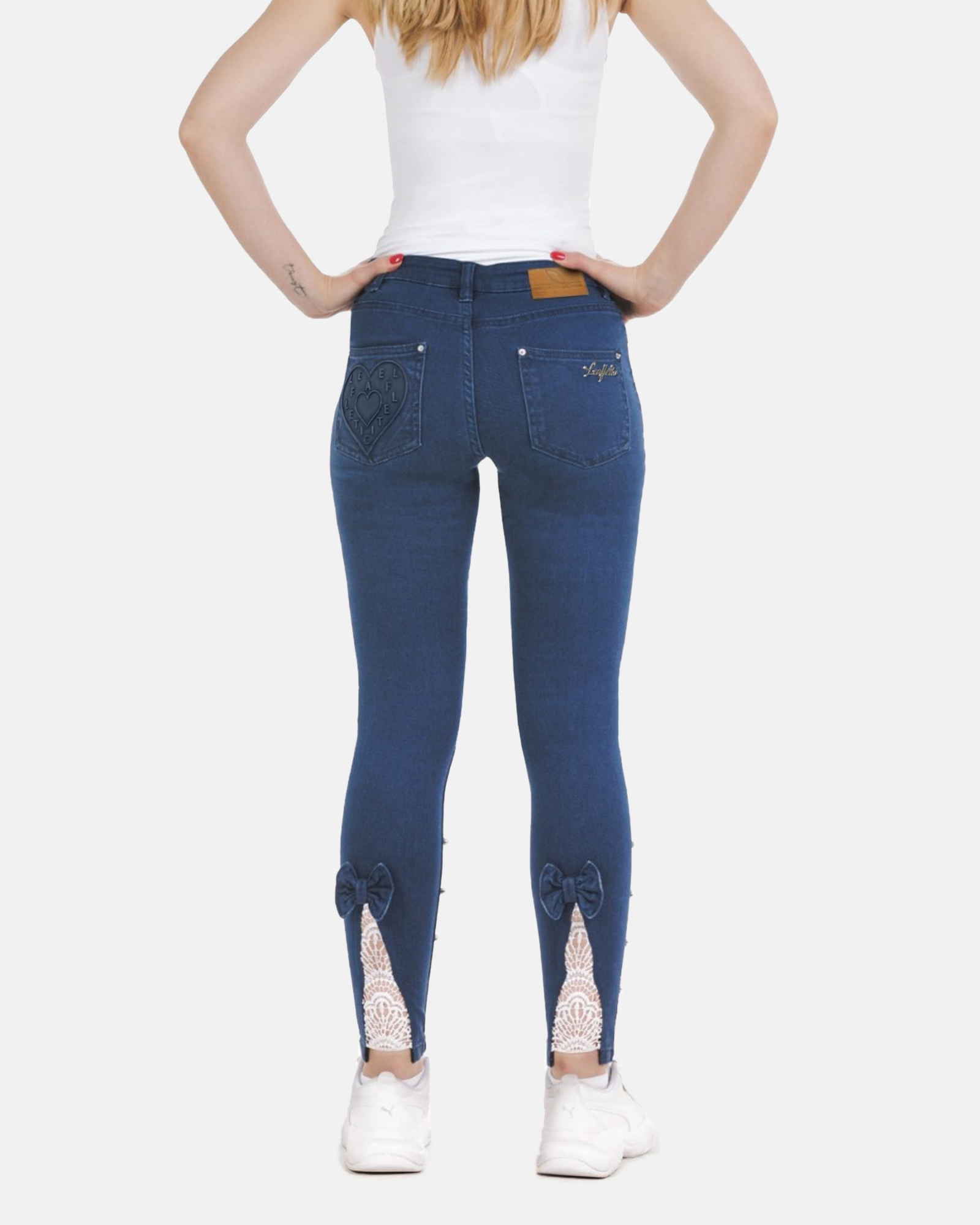 Picture of Leafletic Ladies' Signature Denim Pants – Premium Embroidered Design