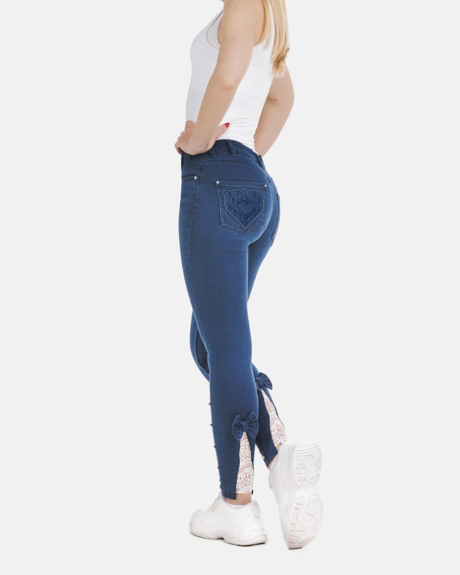 Picture of Leafletic Ladies' Signature Denim Pants – Premium Embroidered Design