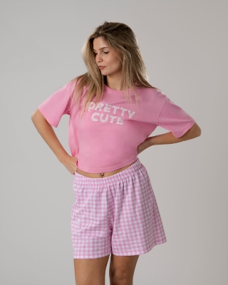 Picture of Leafletic Women's Sleepwear Pajama Set - Short Sleeve T-Shirt & Shorts - Premium Cotton Nightwear