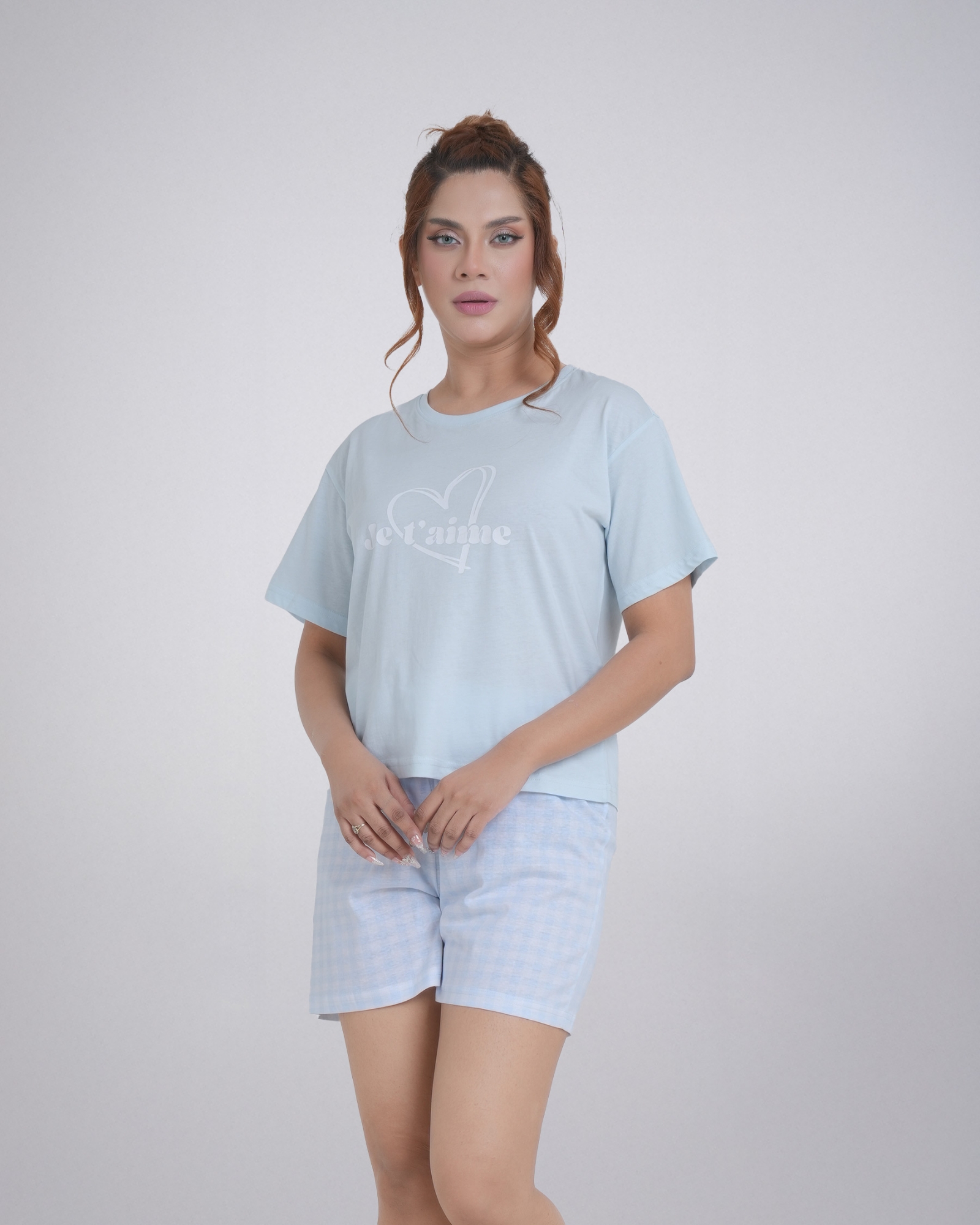 Picture of Leafletic Women's Sleepwear Pajama Set - Short Sleeve T-Shirt & Shorts - Premium Cotton Nightwear