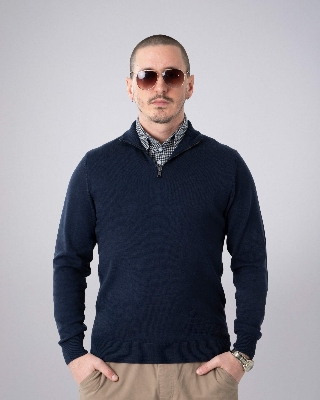 Picture of Pantoneclo Men’s Premium Mock Collar Knit Shirt Sweater – Stylish Winter Wear for Smart Casual Look