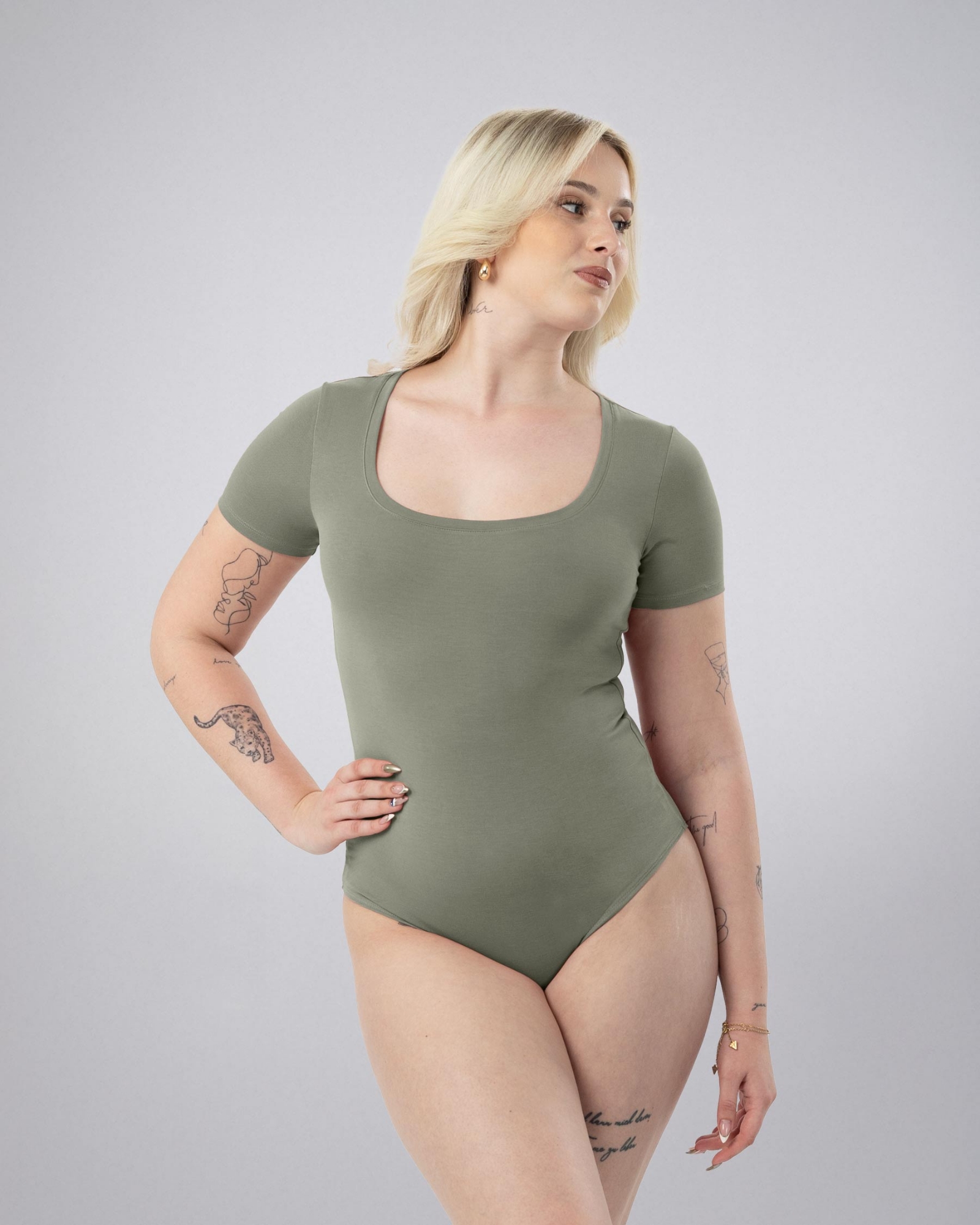 Picture of Leafletic Premium Women’s Bodysuit – Short Sleeve, Soft Stretch Fabric | Slim Fit One-Piece for Casual, Office or Layering | Lightweight, Breathable & Comfortable Daily Wear Bodysuit | Stylish Basic Top