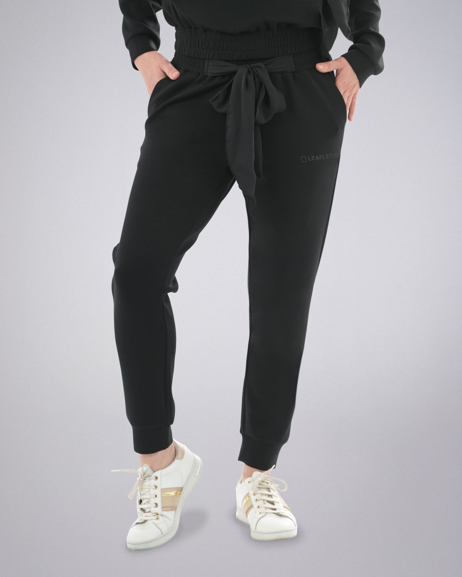 Picture of Leafletic Women’s Fashion Jogger Pants - Stylish Ribbon Waist, Elasticated Fit, Trendy Women’s Joggers
