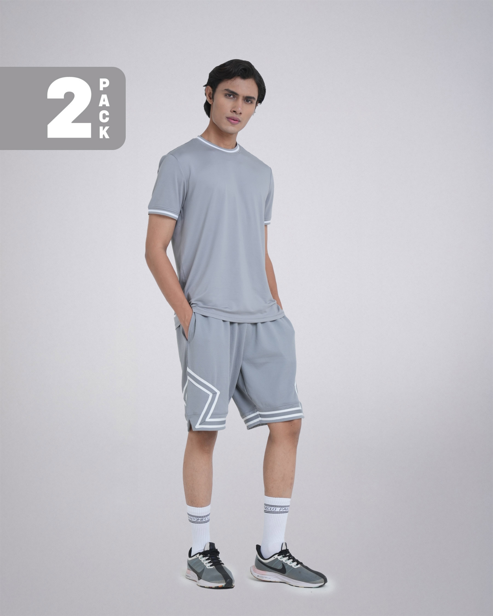 Picture of Pantoneclo Men’s Fitness Combo | Breathable T-Shirt and Shorts for Gym Training Set | Workout and Activewear Set | Lightweight Gym T-Shirt & Shorts Sportswear Combo