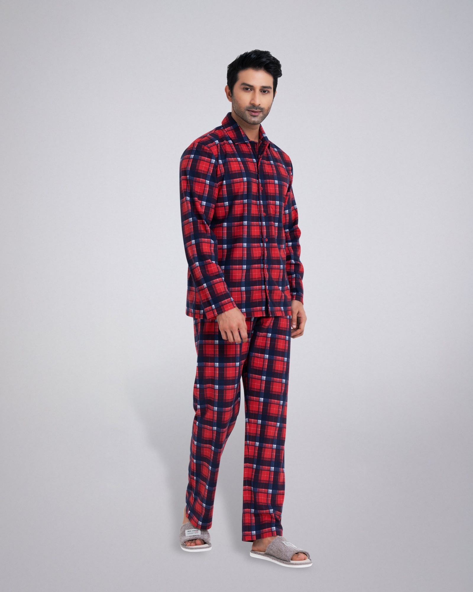 Picture of Pantoneclo Men's Sleepwear Set | Long-Sleeve Shirt & Matching Trousers | Soft & Comfortable Nightwear | Loungewear Pajama Set | Two-Piece Night Suit