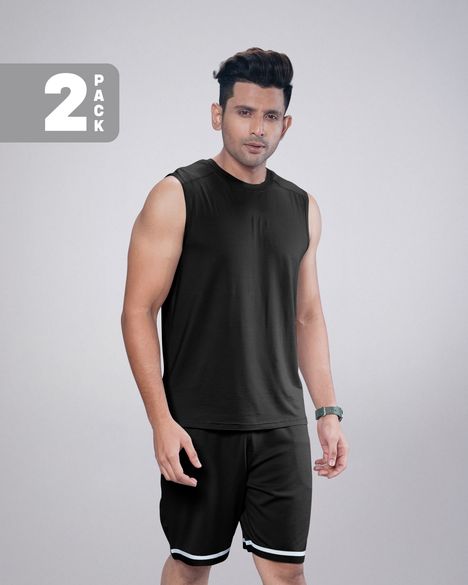 Picture of Pantoneclo Men’s Fitness Combo | Breathable Vest and Shorts for Gym Training Set | Workout and Activewear Set | Lightweight Gym Sleeveless T-Shirt & Shorts Combo | Sportswear Tank Top & Shorts Outfit